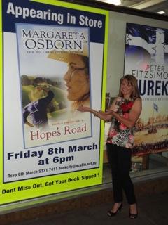 Margareta with Hope's Road Sign