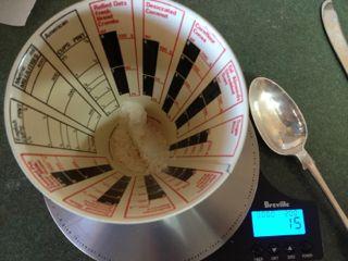 My levelled ‘heirloom’ tablespoon measured nearly TWICE as much at 15gms! 