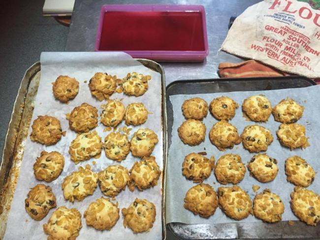 Weekender biscuits and jelly slice, plus cakes - all cooked in grabbed moments out of the cattle yards