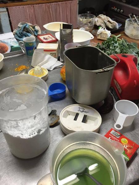 And there is always the cooking. This might look like a mess, but it's called 'cooking up a storm' (& if you believe that ... :) ) in time to feed us all as cattle come in for processing after two musters. Bread, Orange cake, Jelly slice, Tea Cake, veggies for tonight and ribs for tea. (Ribs? Where are you, ribs???!)